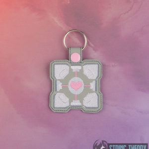 Portal Companion Cube fob ITH machine embroidery design