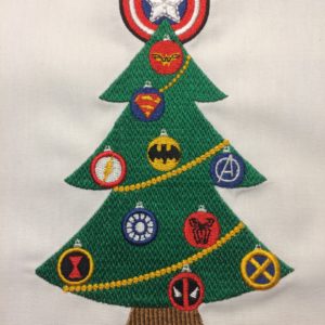 Superhero Christmas Tree machine embroidery design