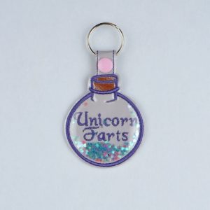 Unicorn Farts potion jar fob ITH machine embroidery design