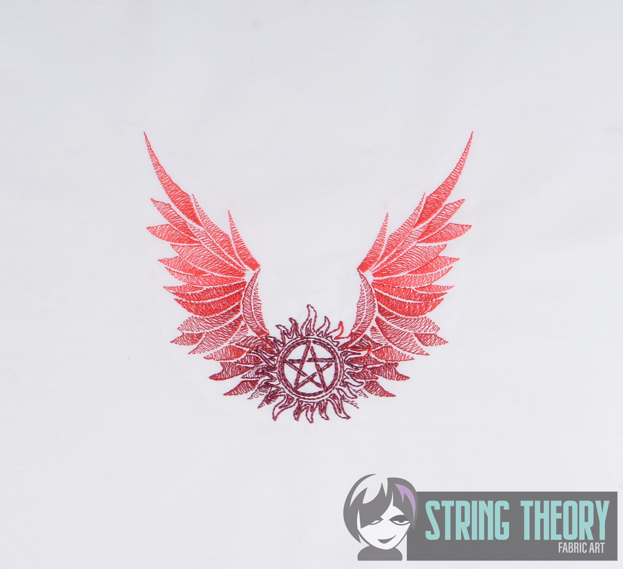 Anti Demon Sigil with wings machine embroidery design