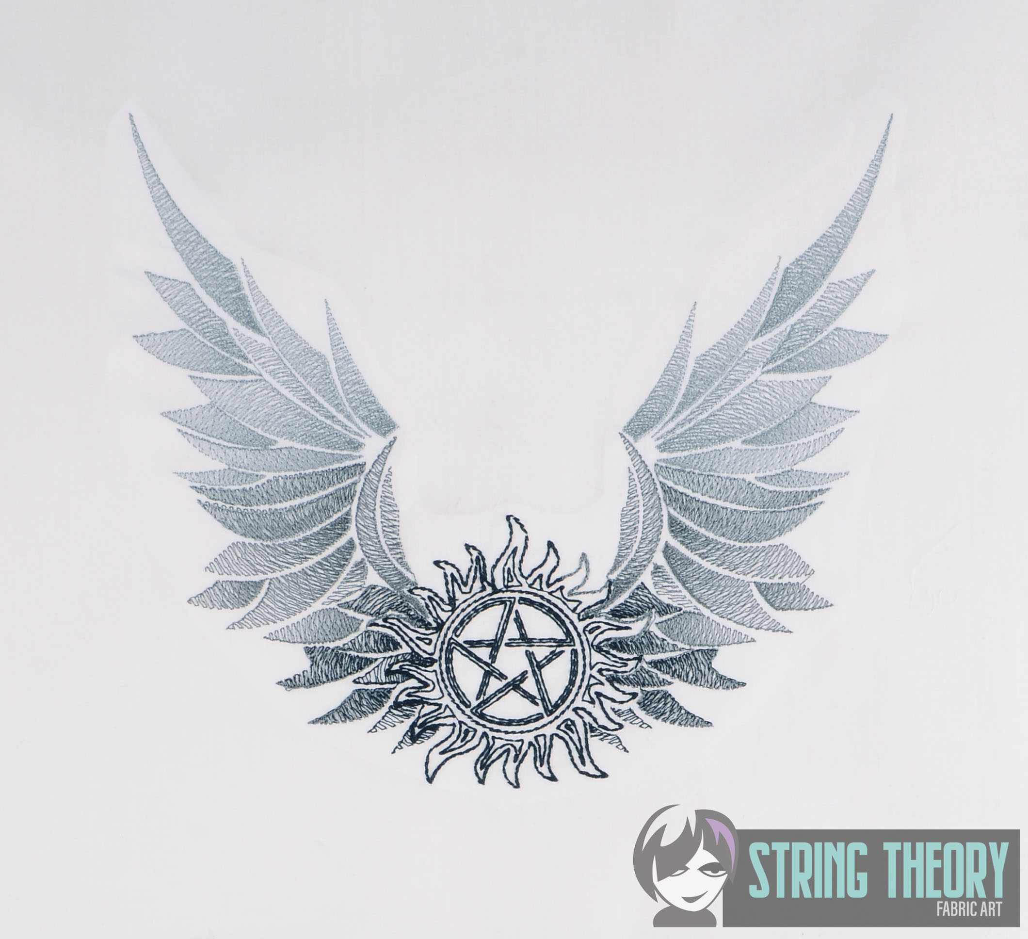 Anti Demon Sigil with wings machine embroidery design