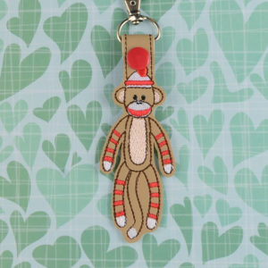 Sock Monkey fob ITH machine embroidery design