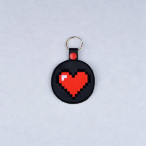 8 Bit Heart fob ITH machine embroidery design