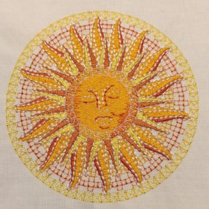 Decorative Sun Appliqué machine embroidery design