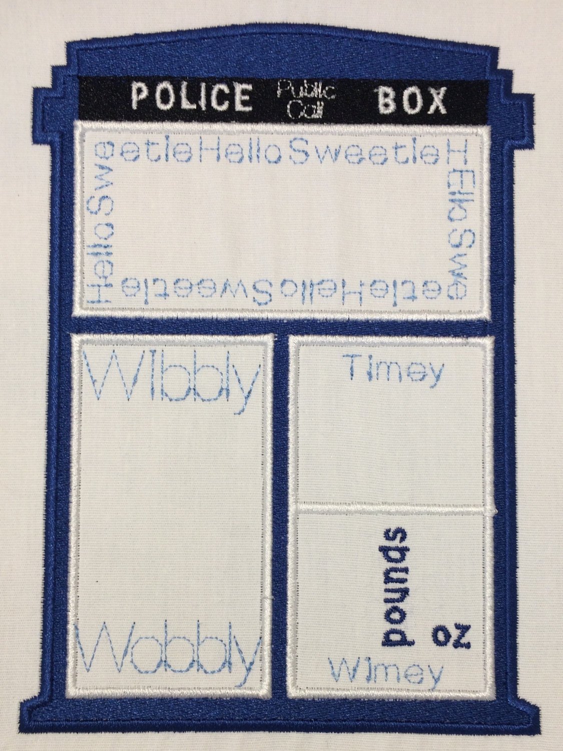 TARDIS Birth Status machine embroidery design