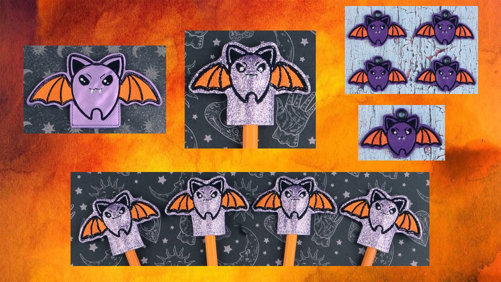 Vampire Bag dangle pencil topper ITH machine embroidery design