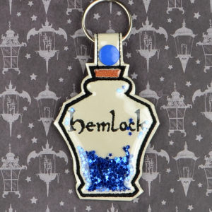 Hemlock Poison Bottle fob ITH machine embroidery design
