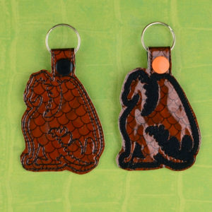 Dragon Side Profile fob ITH machine embroidery design