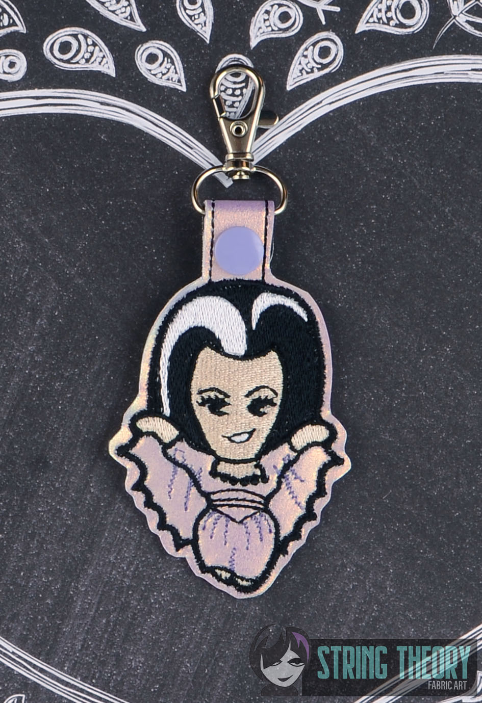 Chibi Lily Munster fob ITH machine embroidery design
