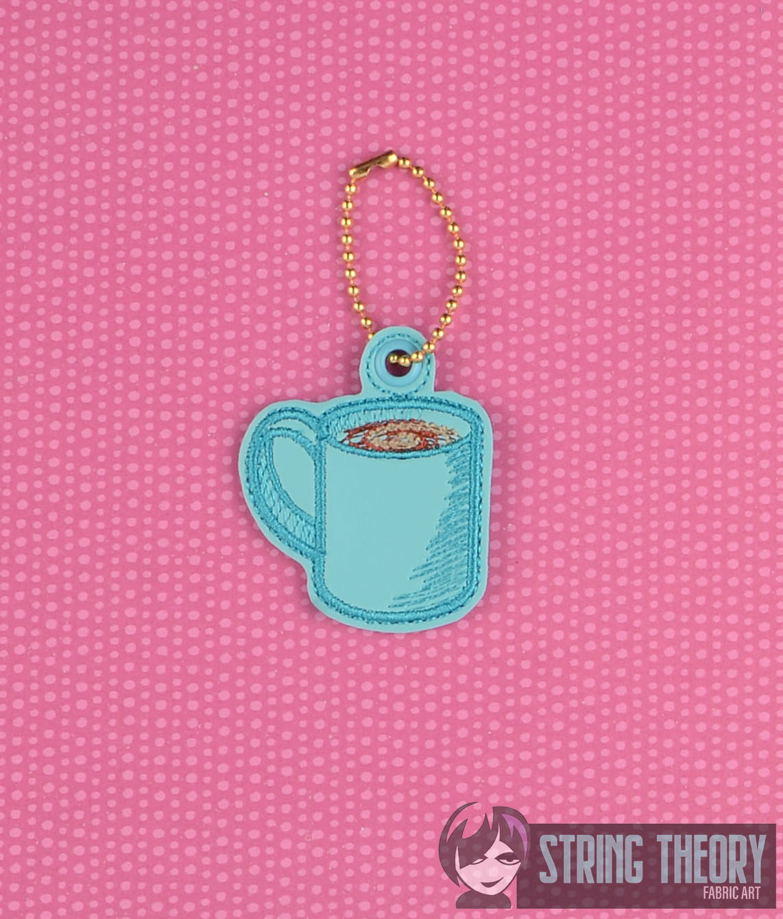 Coffee Mug Dangle ITH machine embroidery design