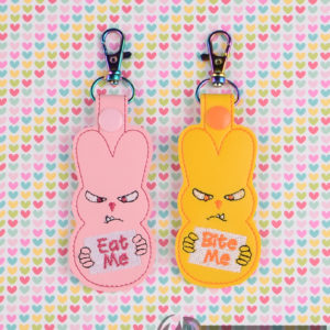 Grumpy Bunny fob ITH machine embroidery design