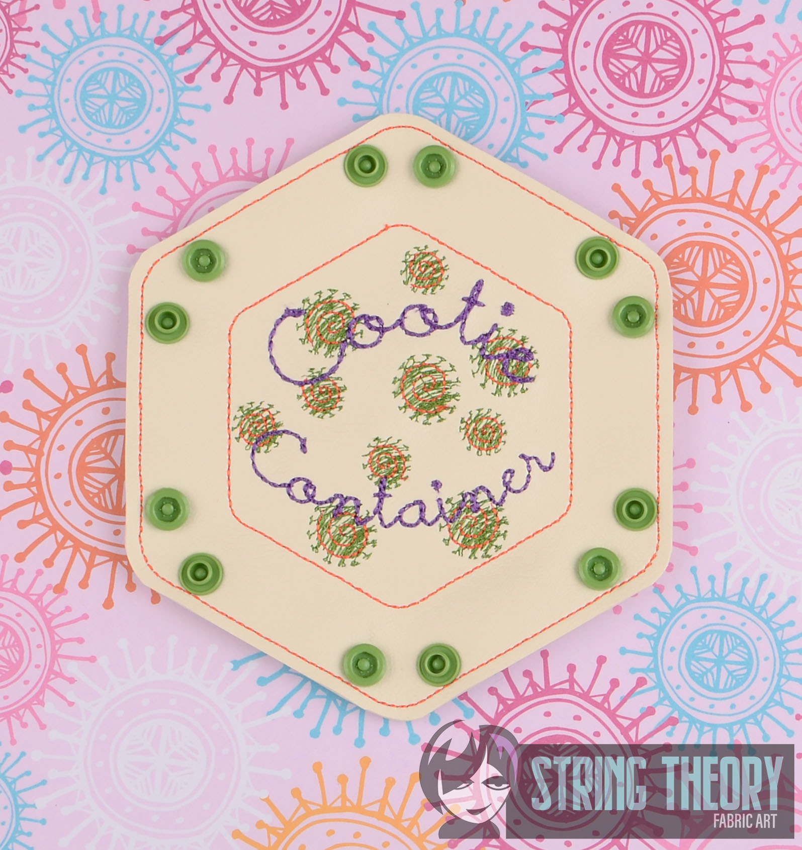 Cootie Container Hexagonal dice tray ITH machine embroidery design
