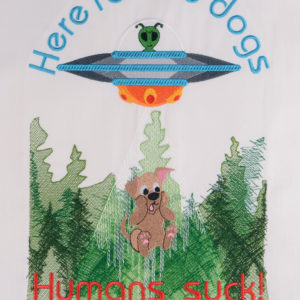 Here for the dogs Flying Saucer machine embroidery design