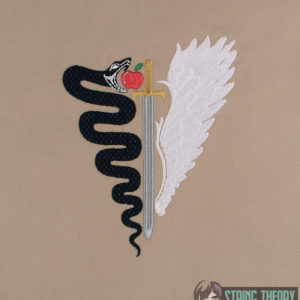 Good Omens angel and demon machine embroidery design
