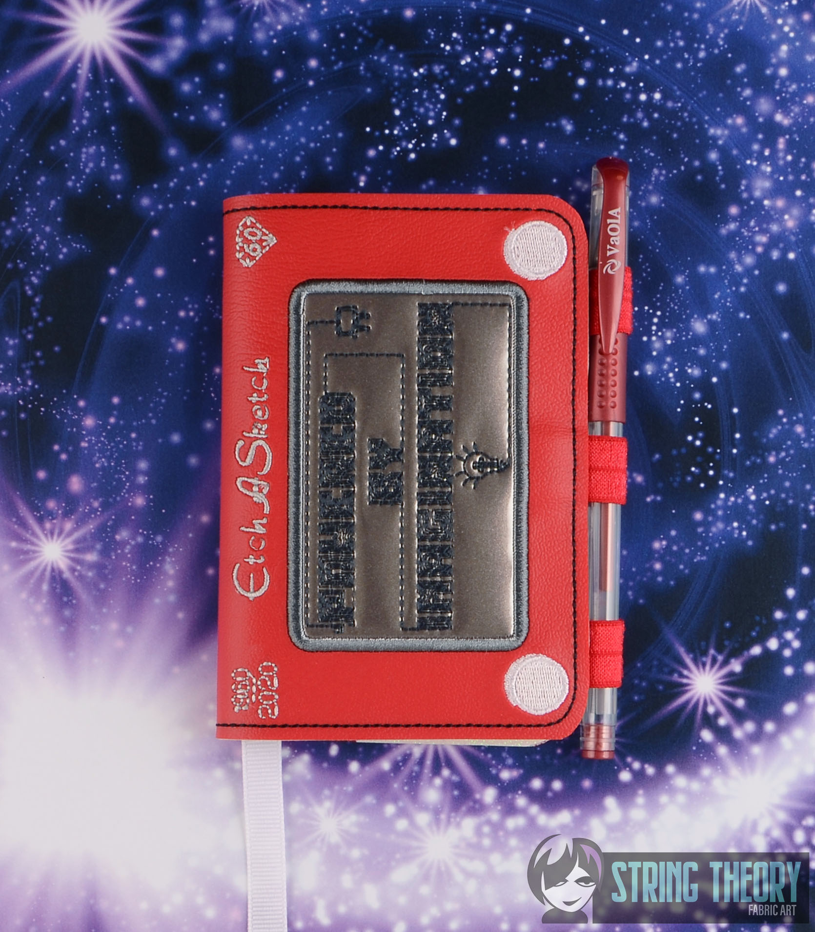 EtchASketch notebook cover ITH machine embroidery design