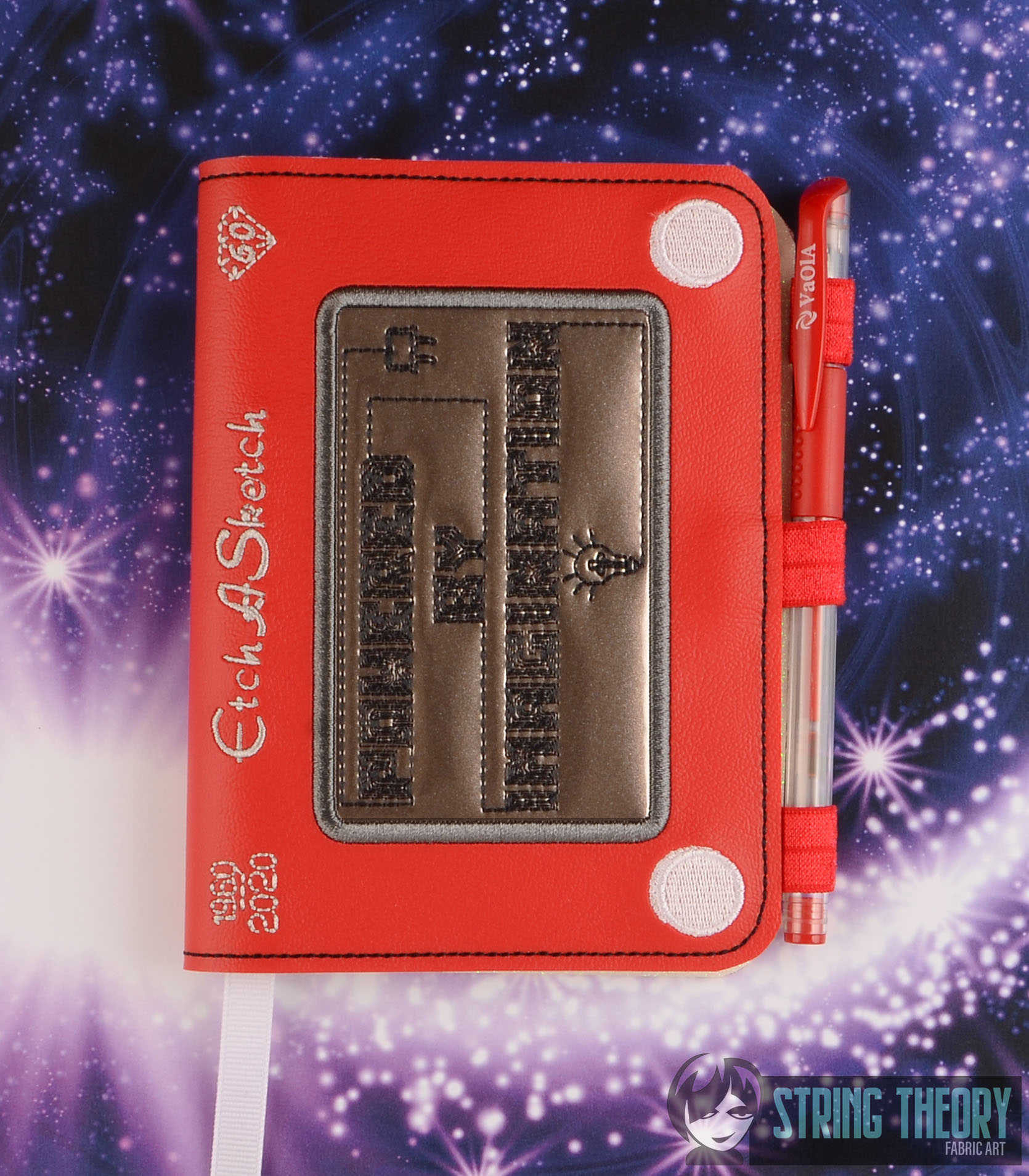 EtchASketch notebook cover ITH machine embroidery design