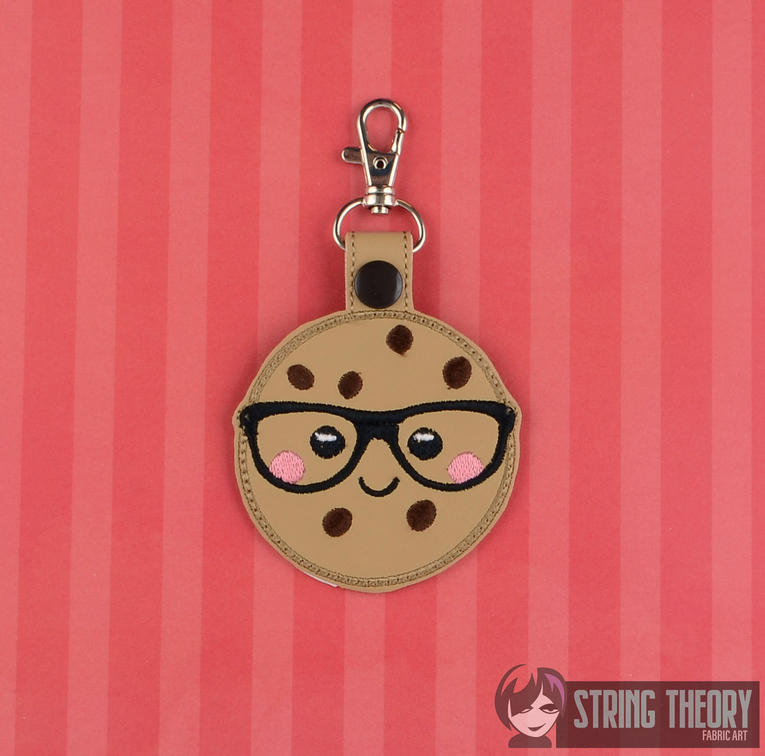 Nerdy Chocolate Chip Cookie fob ITH machine embroidery design