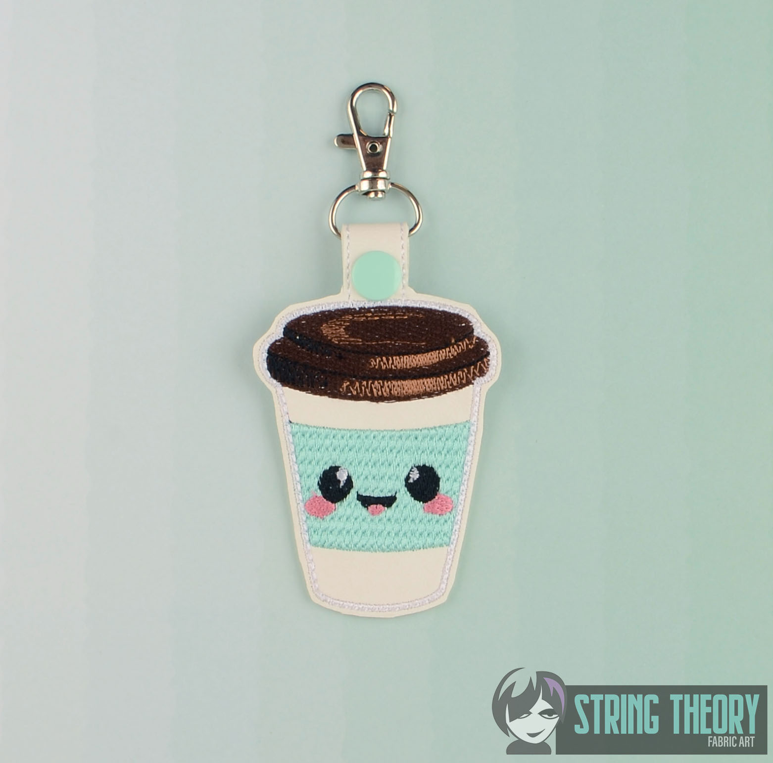 Kawaii Coffee fob ITH machine embroidery design