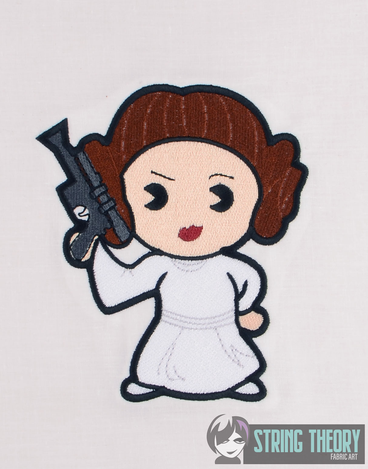 Chibi Princess Leia machine embroidery design