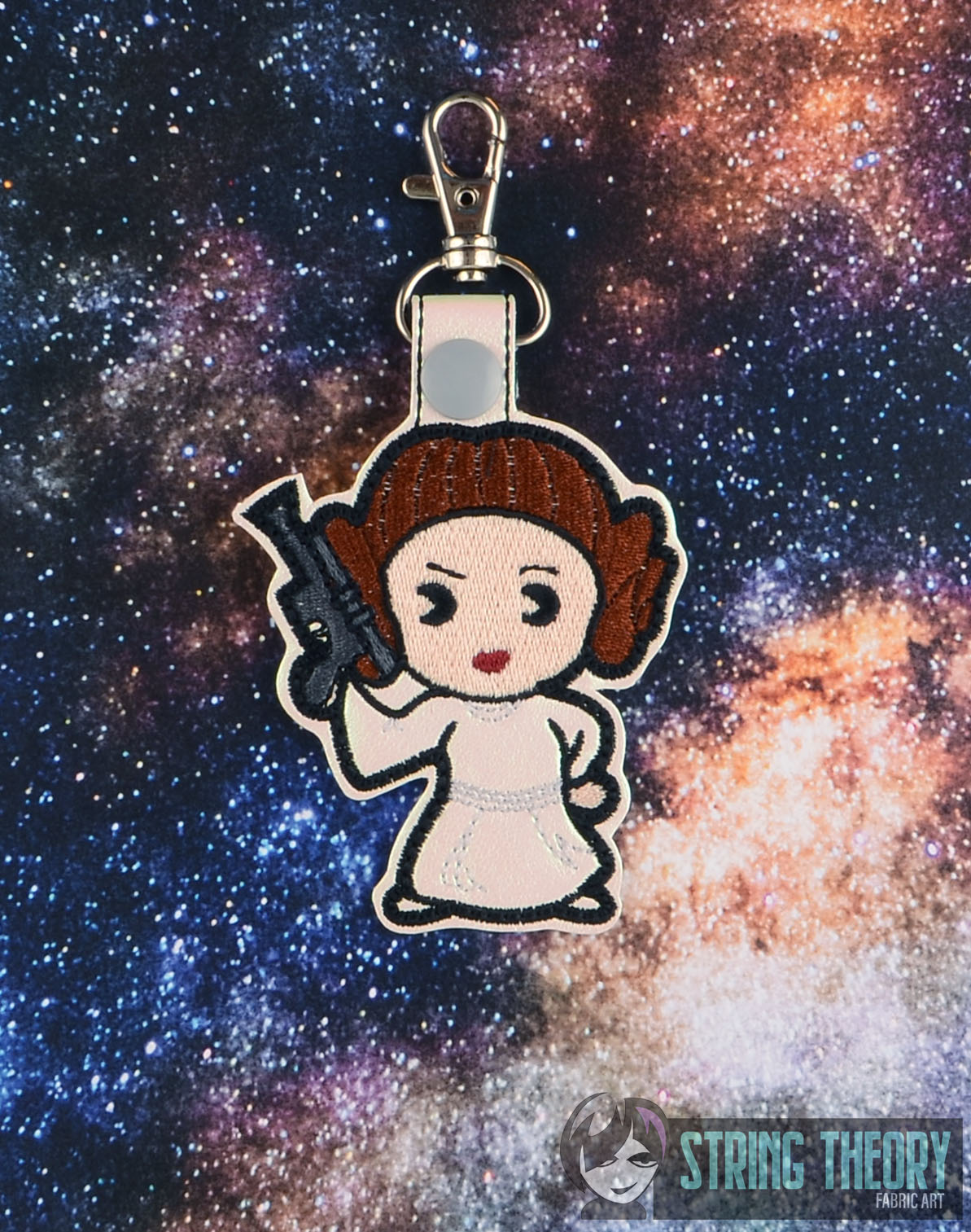Chibi Princess Leia fob ITH machine embroidery design