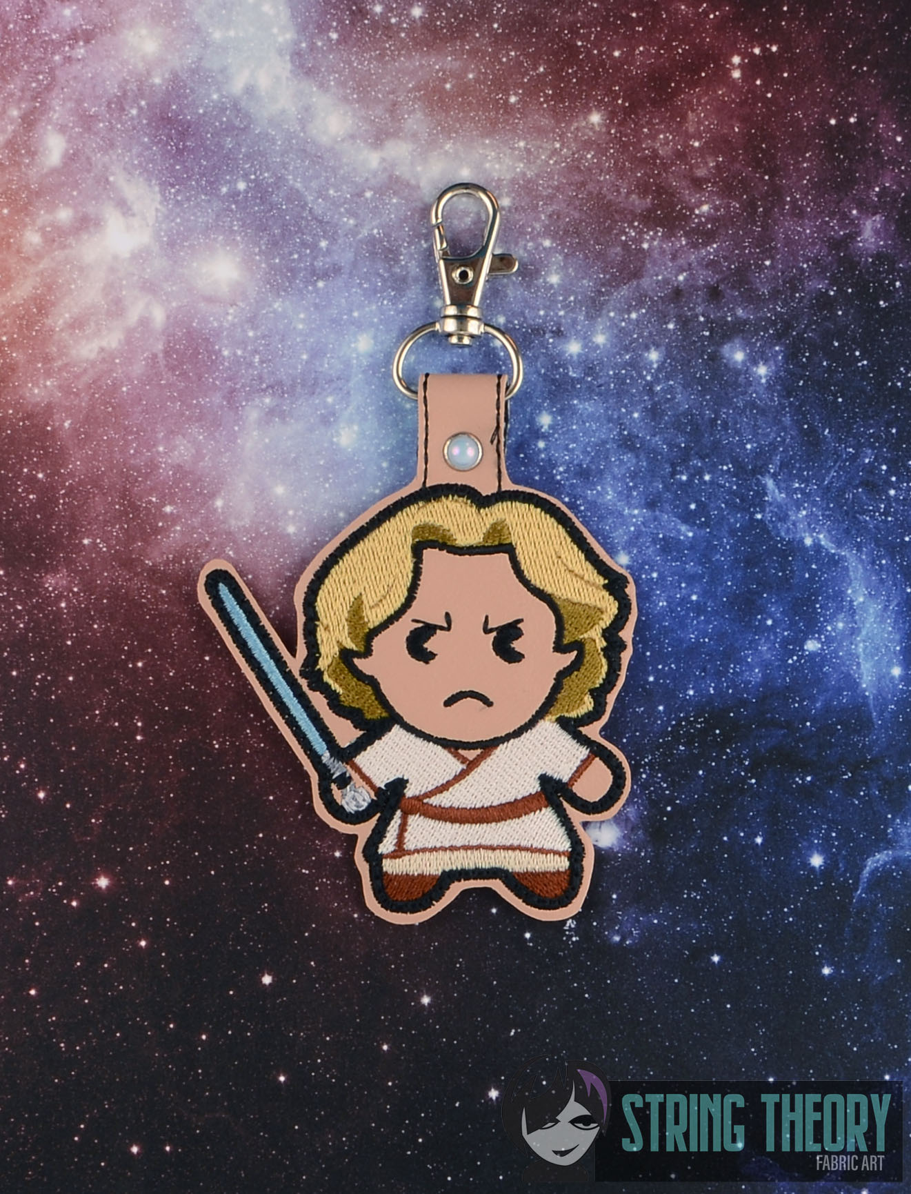 Chibi Luke Skywalker fob ITH machine embroidery design