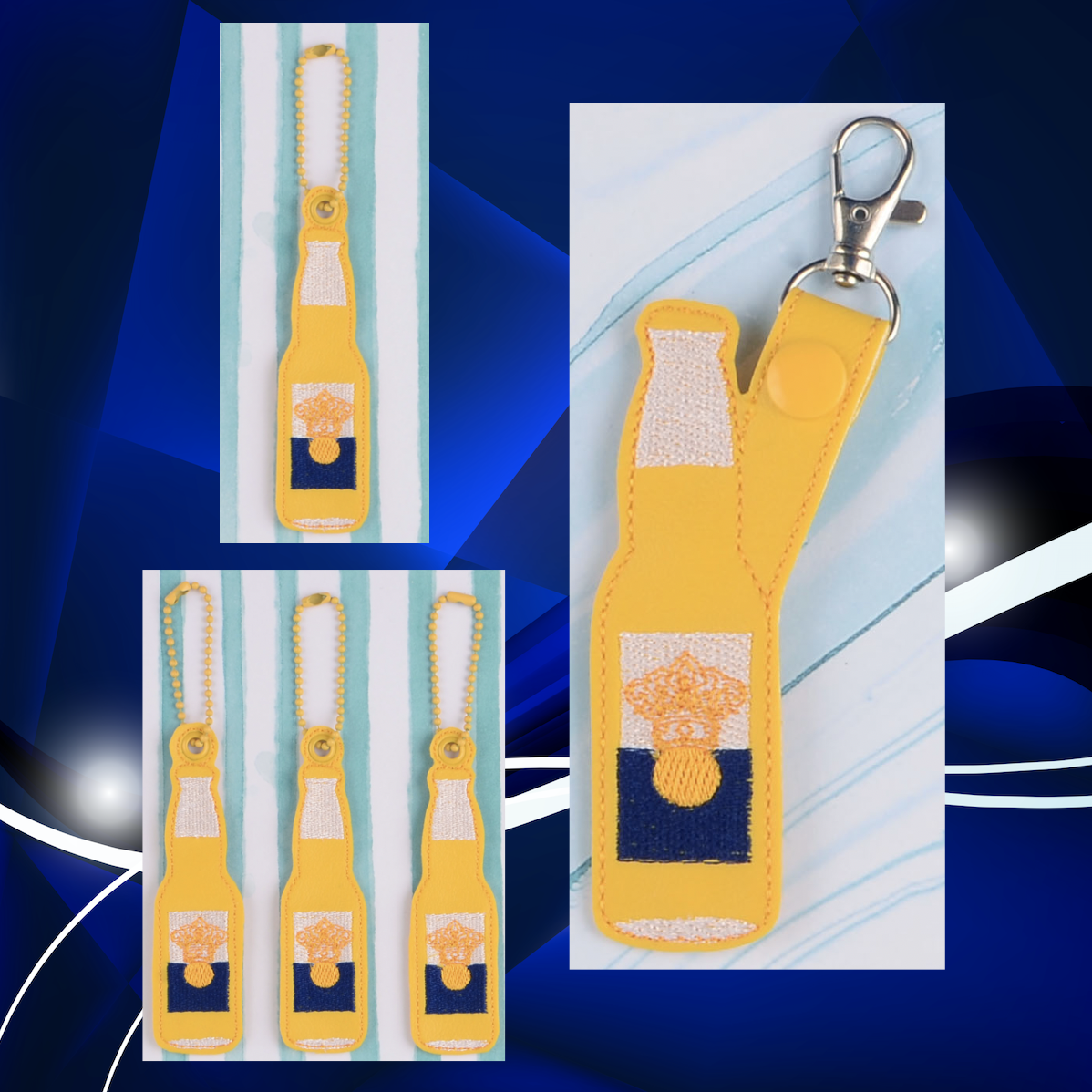 Corona Beer dangle fob ITH machine embroidery design