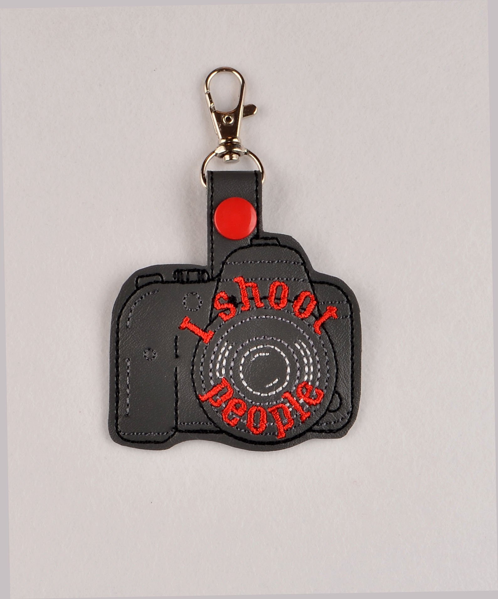 I Shoot People Camera fob ITH machine embroidery design