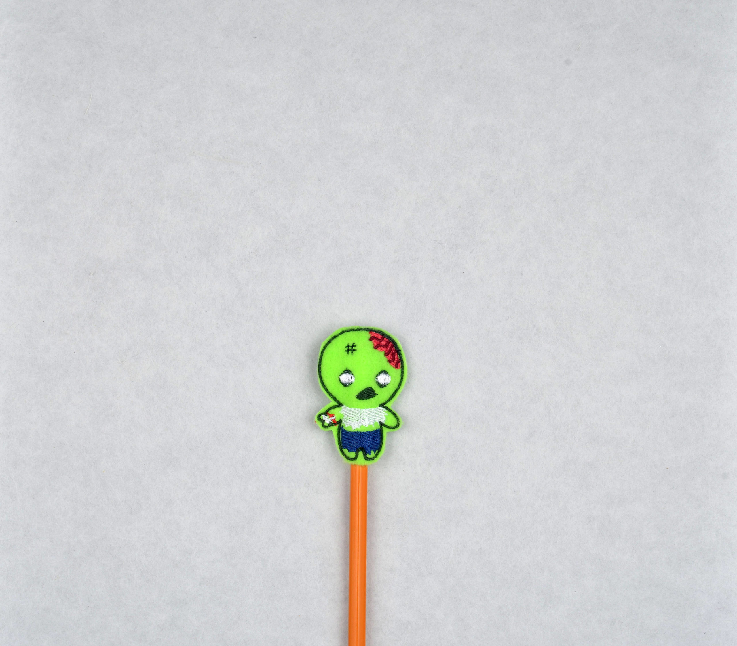 Chibi Zombie pencil topper ITH machine embroidery design