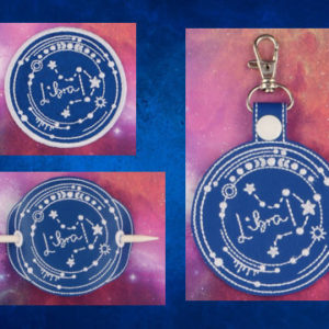 Libra Constellation fob patch bun cover ITH machine embroidery design