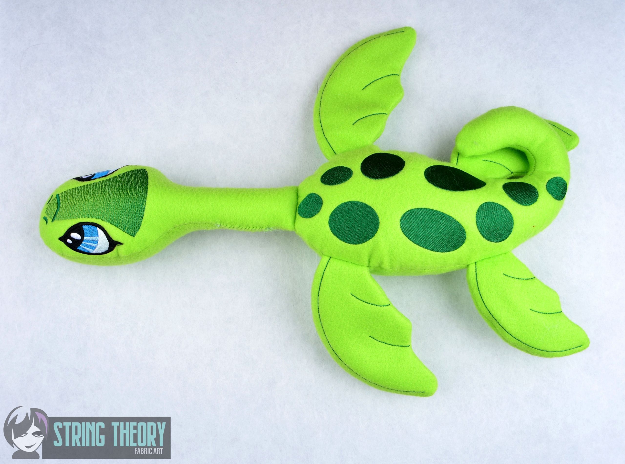 Nessie the Loch Ness Monster stuffie ITH machine embroidery design