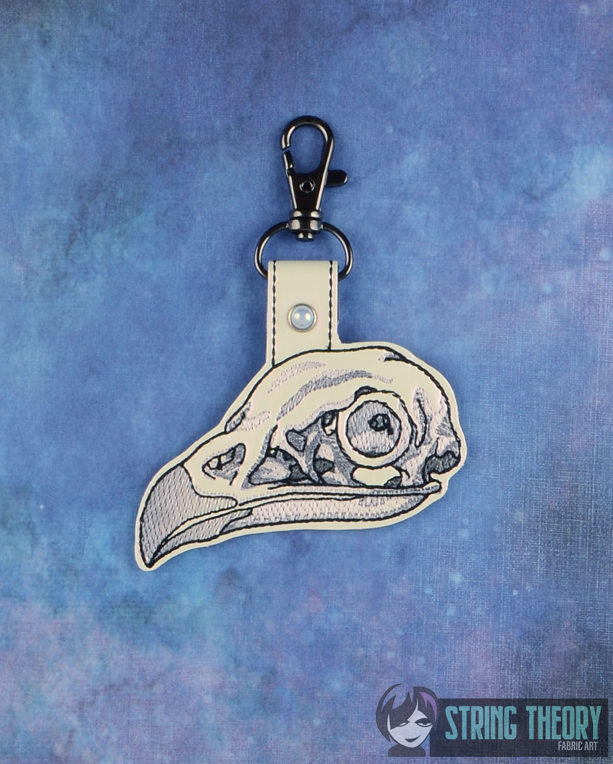 Raptor Skull fob ITH machine embroidery design