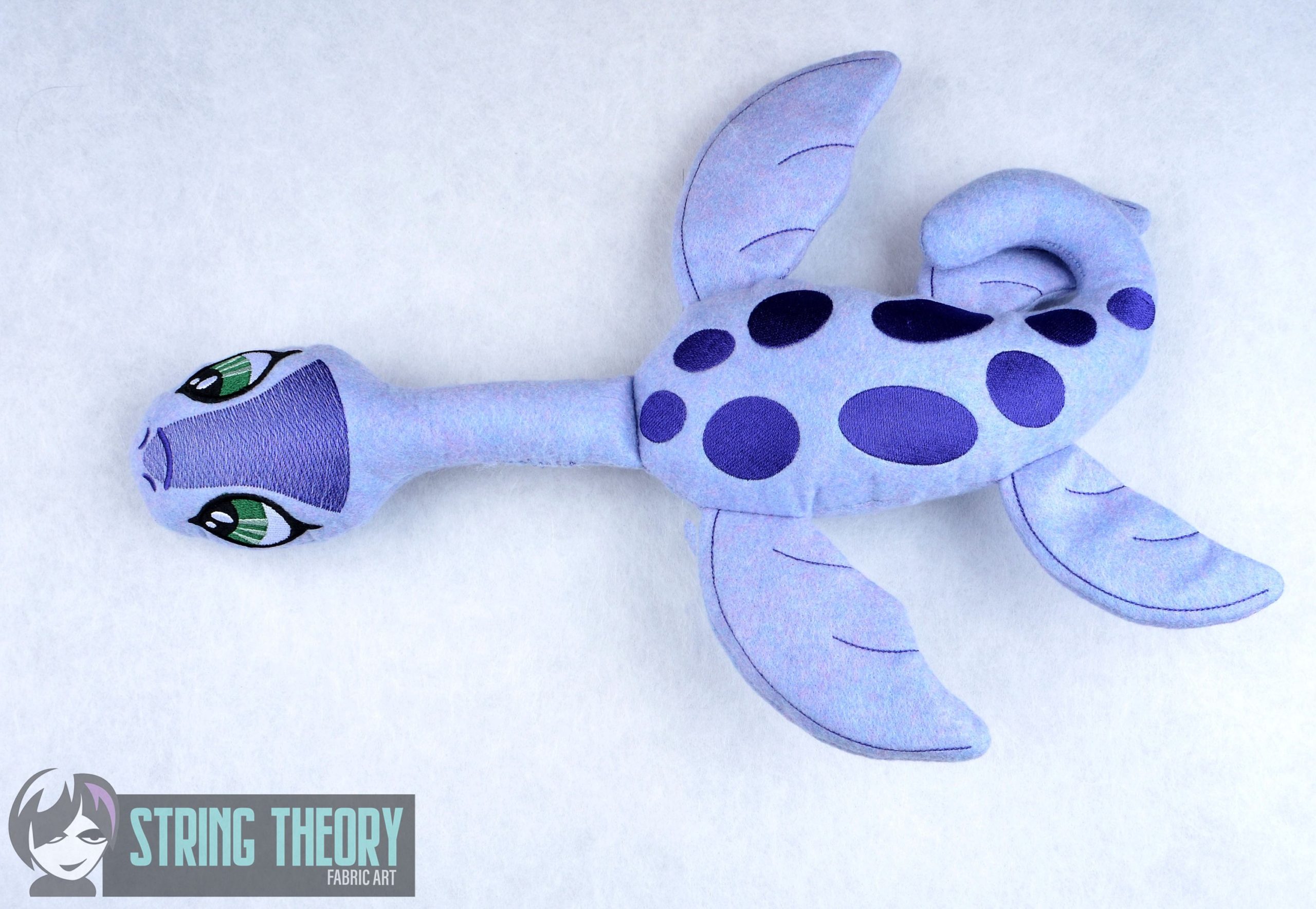 Nessie the Loch Ness Monster stuffie ITH machine embroidery design