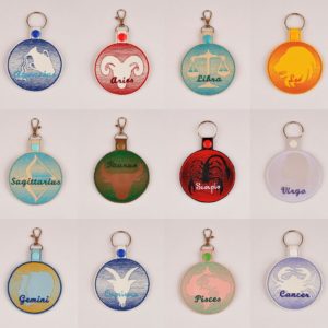 Zodiac Pictogram fob set ITH machine embroidery design