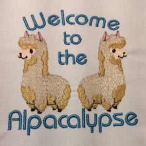 Welcome to the Alpacalypse machine embroidery design