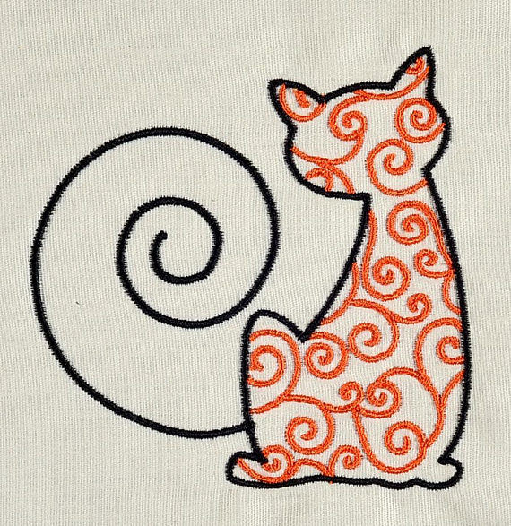 Filigree Halloween Set Cat machine embroidery design