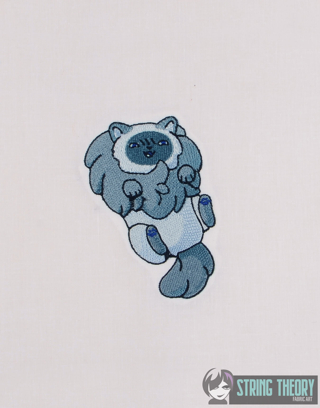 Floof and Beans Blue Cat ITH Machine Embroidery Design