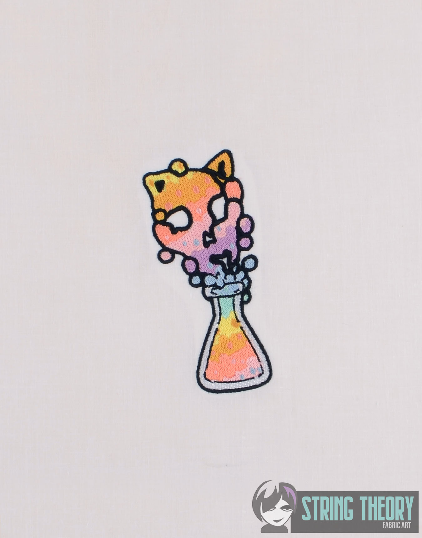 Floof and Beans Gray Cat Flask Machine Embroidery Design
