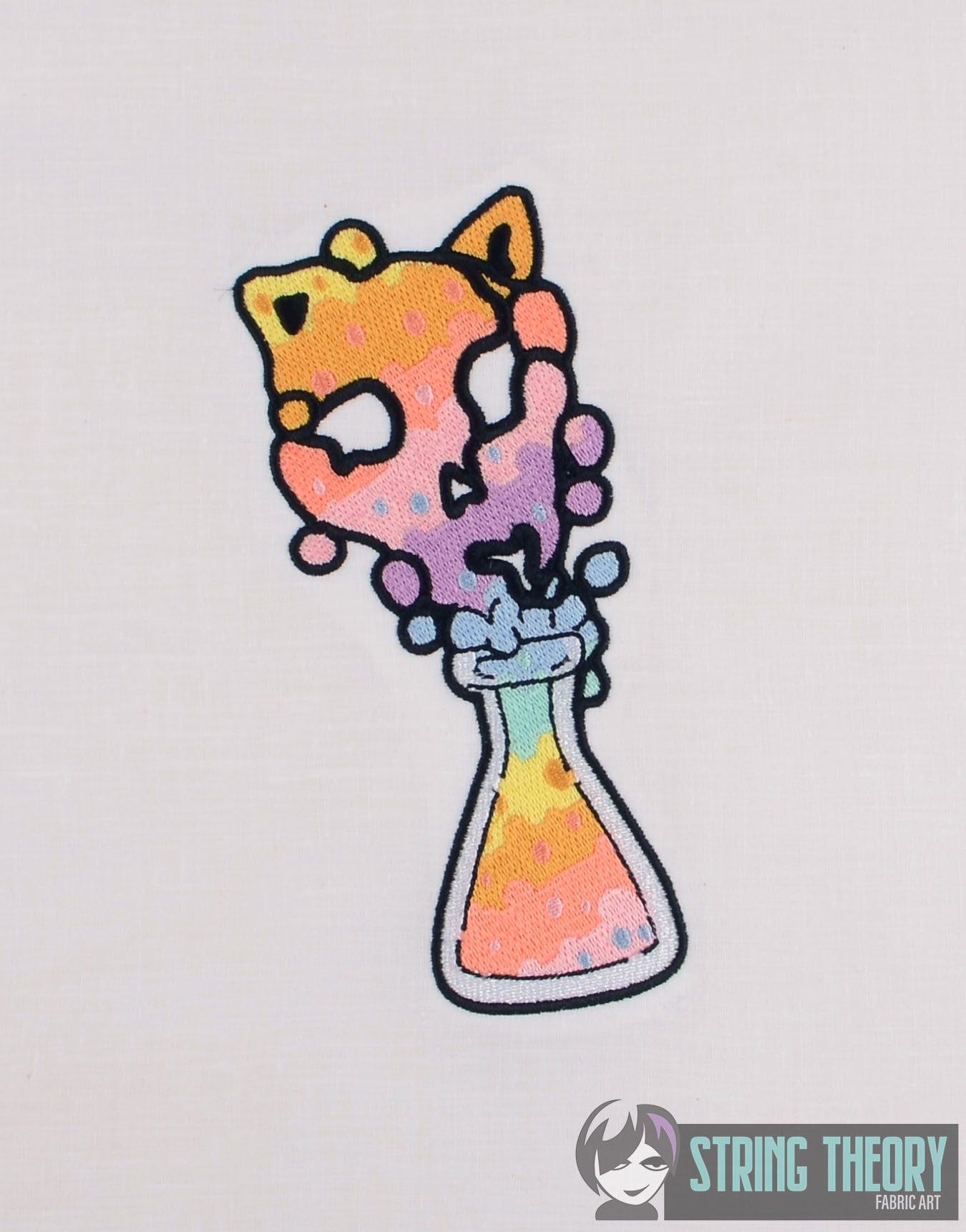 Floof and Beans Gray Cat Flask Machine Embroidery Design