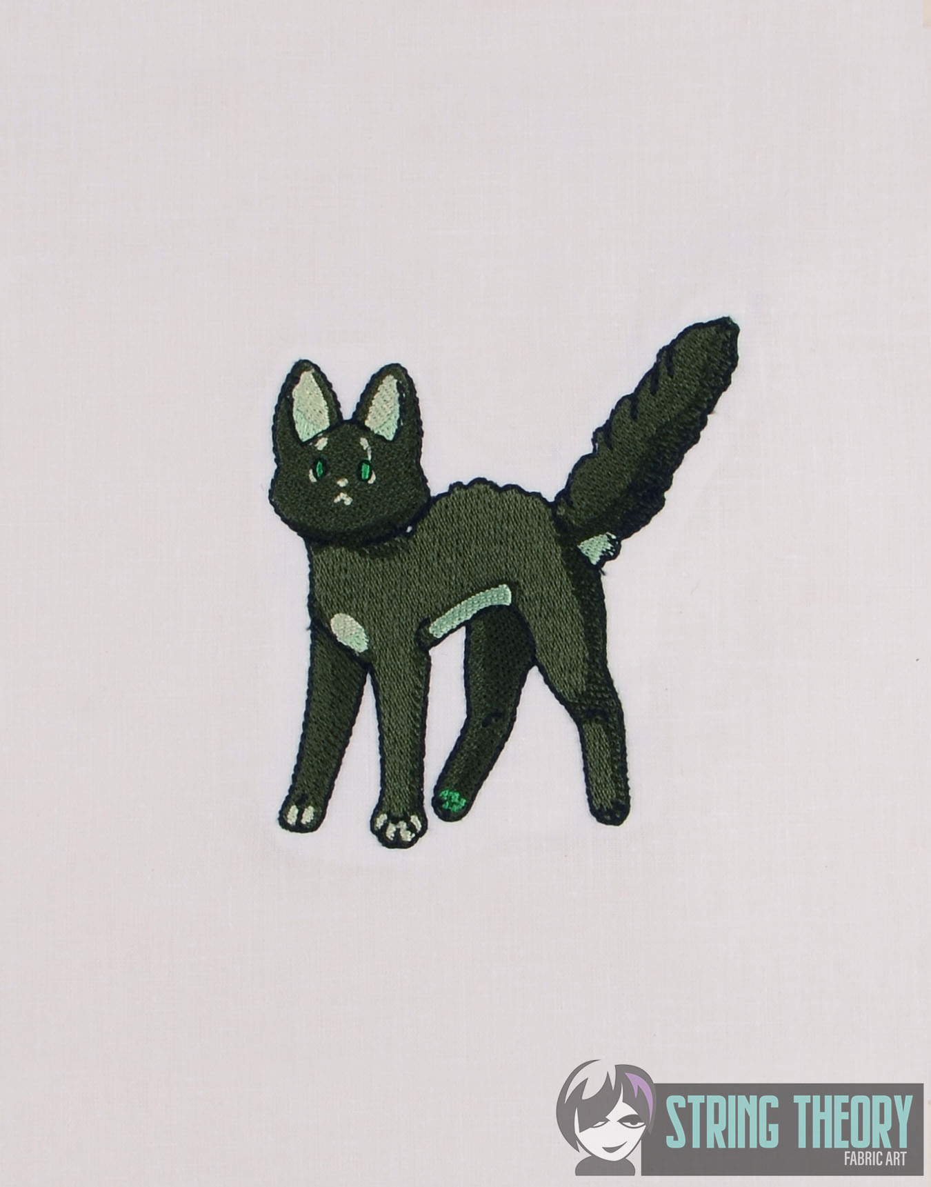Floof and Beans Green Cat Machine Embroidery Design