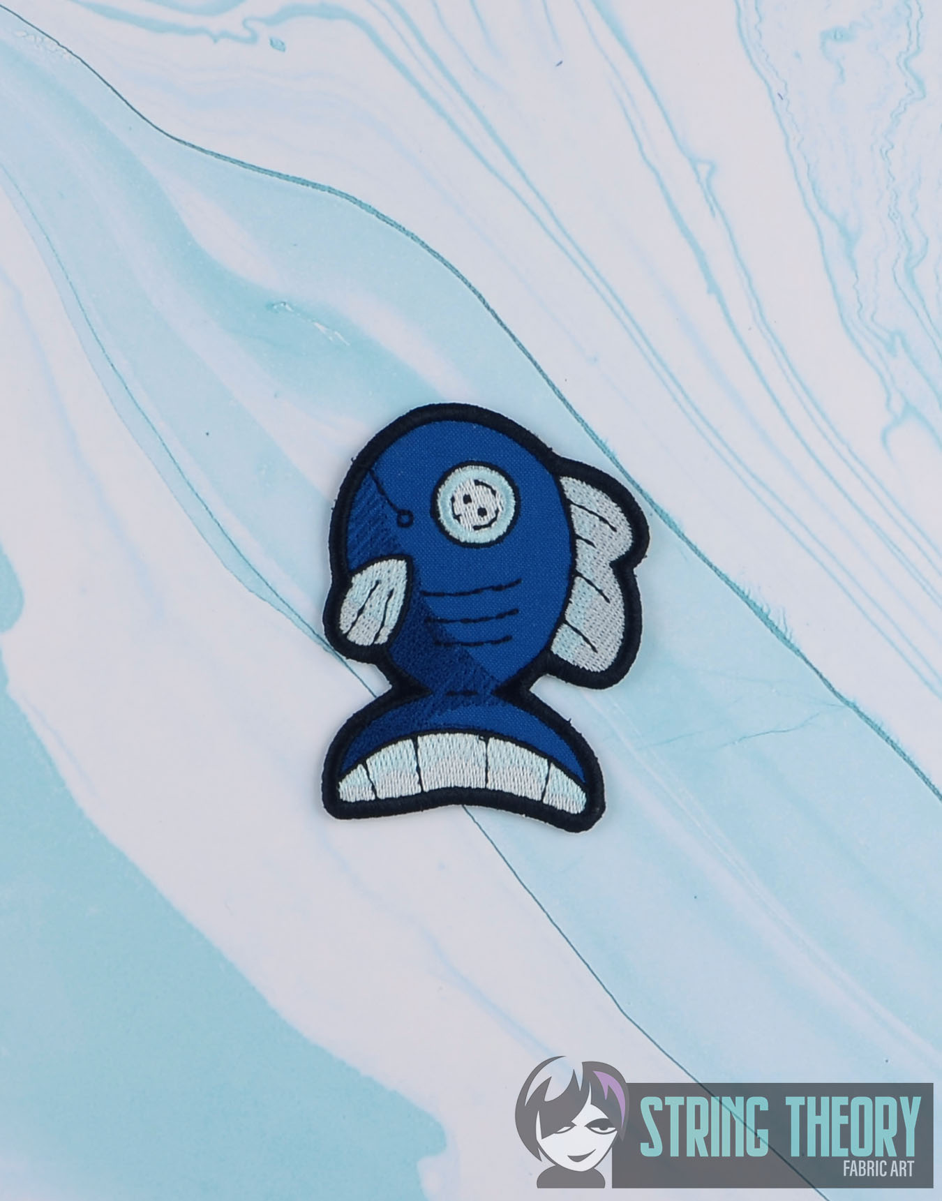 Floof and Beans Blue Fish patch ITH Machine Embroidery Design