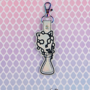 Floof and Beans Gray Cat Flask ITH Machine Embroidery Design