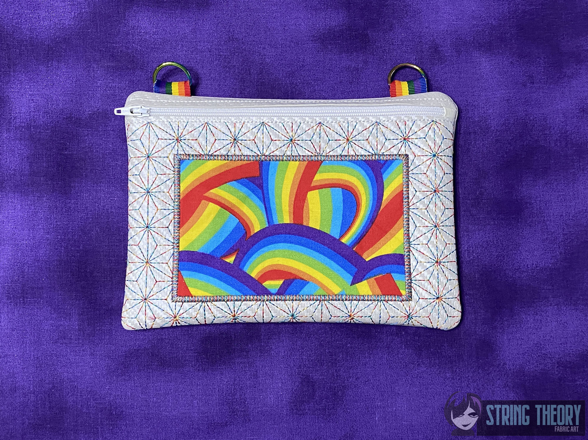Geometric Appliqué Zip Bag ITH Machine Embroidery Design