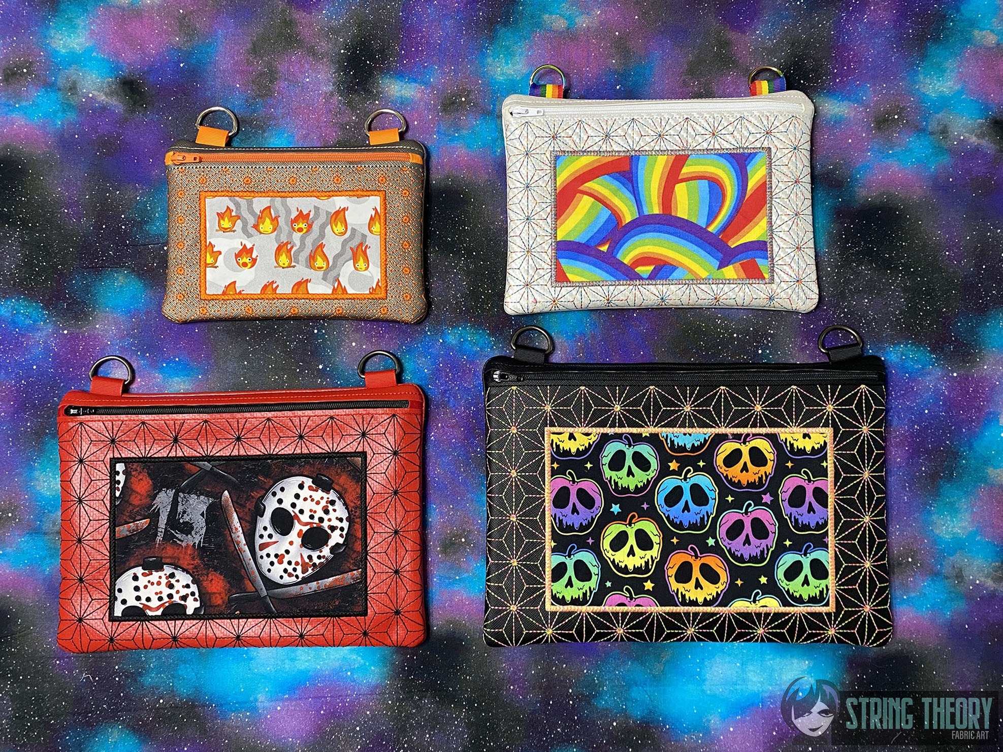 Geometric Appliqué Zip Bag ITH Machine Embroidery Design
