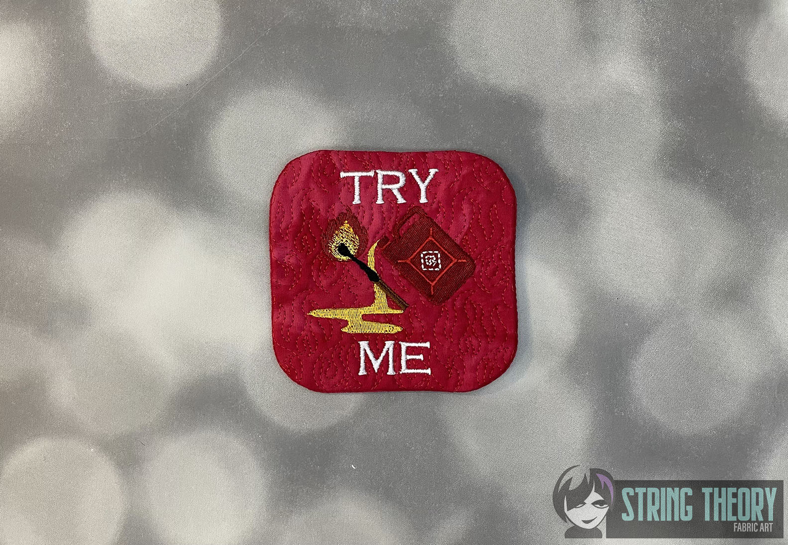 Try Me Mug Rug ITH machine embroidery pattern