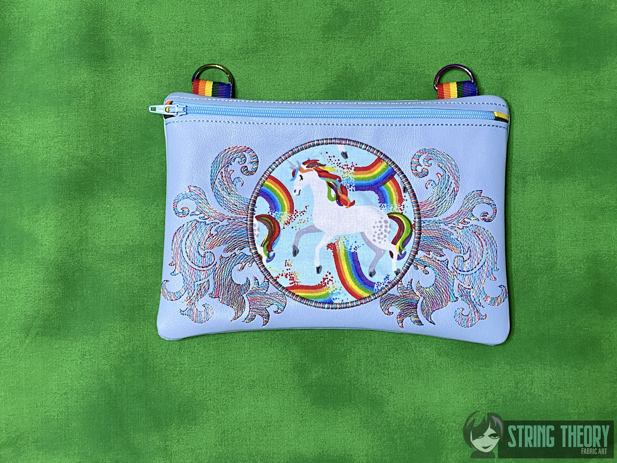 Scroll Frame Appliqué Zip Bag ITH Machine embroidery design
