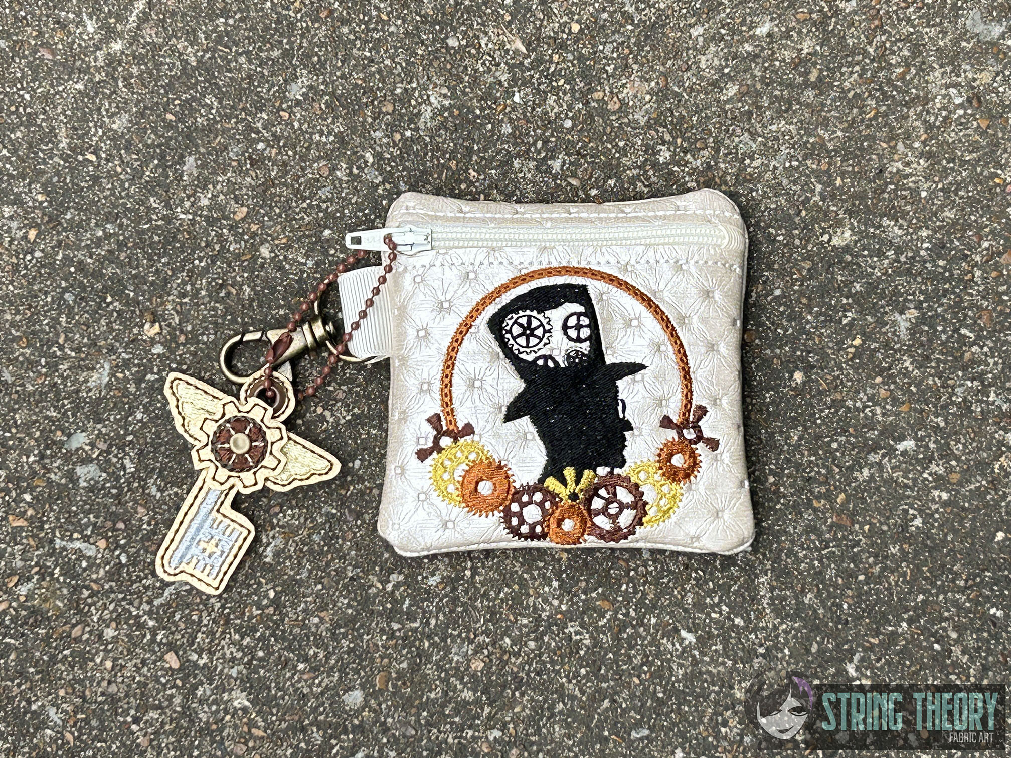 Steampunk Sir Gearhead Zip Bag ITH Machine embroidery design