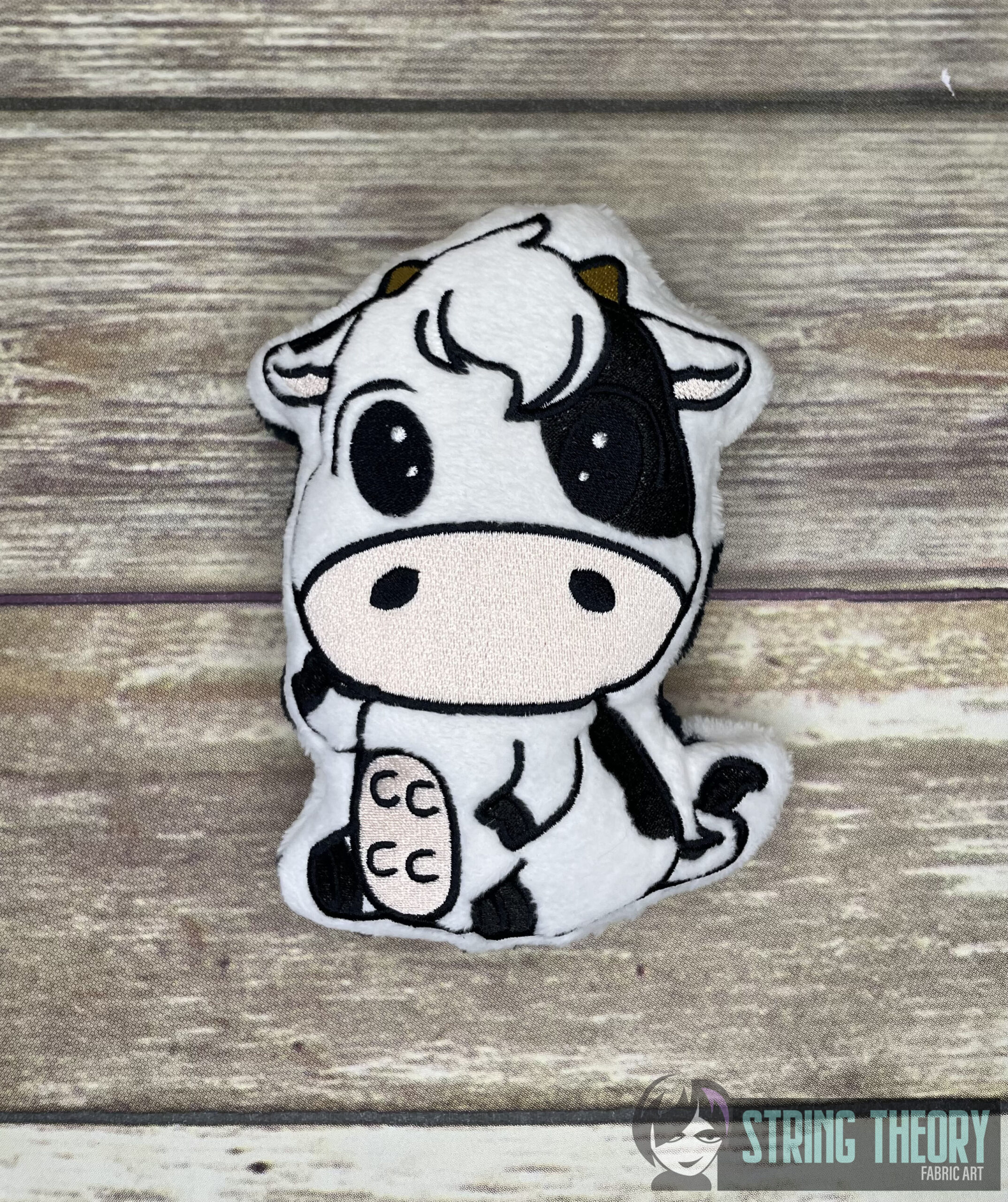 Chibi Sitting Cow Stuffie ITH machine embroidery design