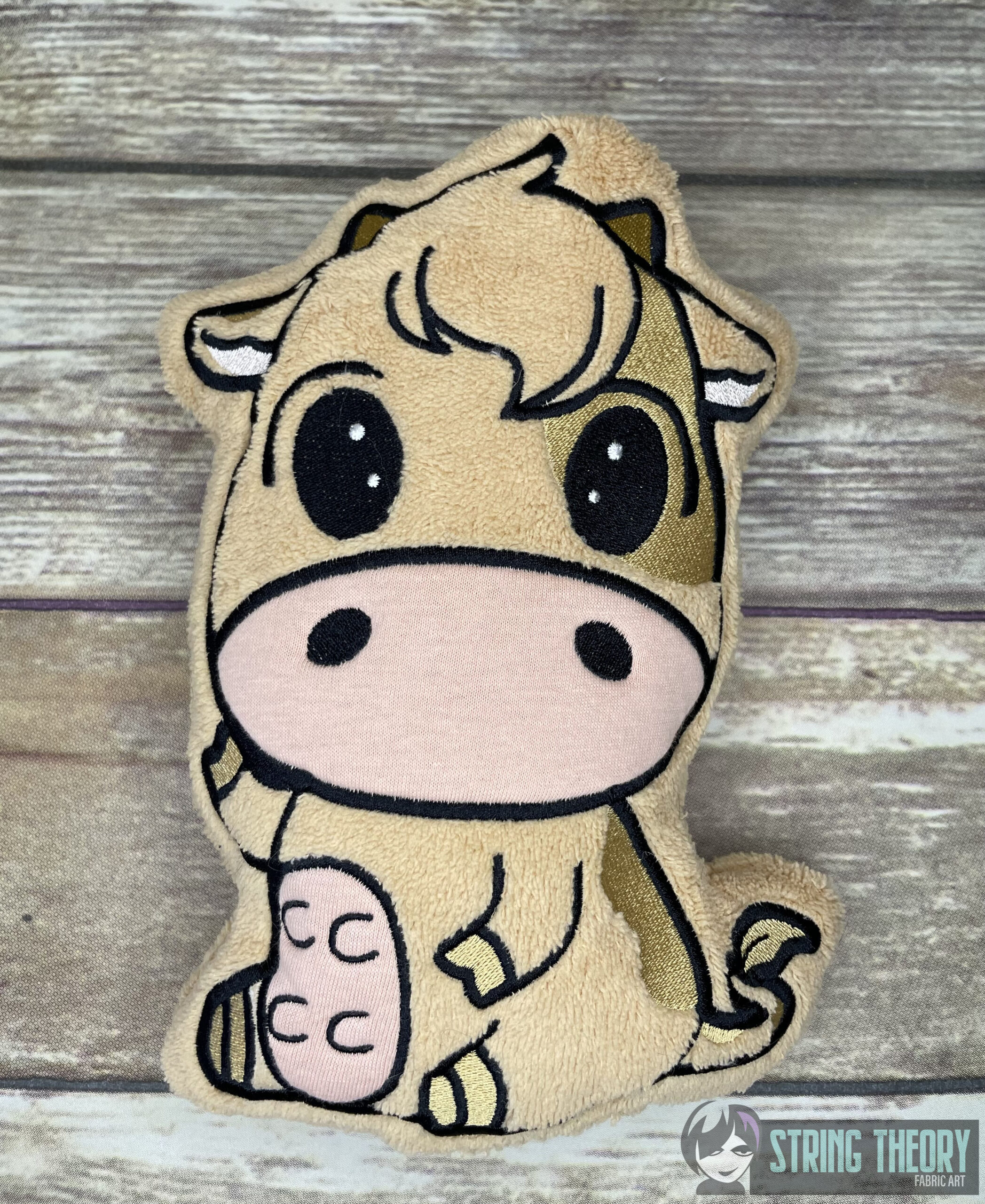 Chibi Sitting Cow Stuffie ITH machine embroidery design
