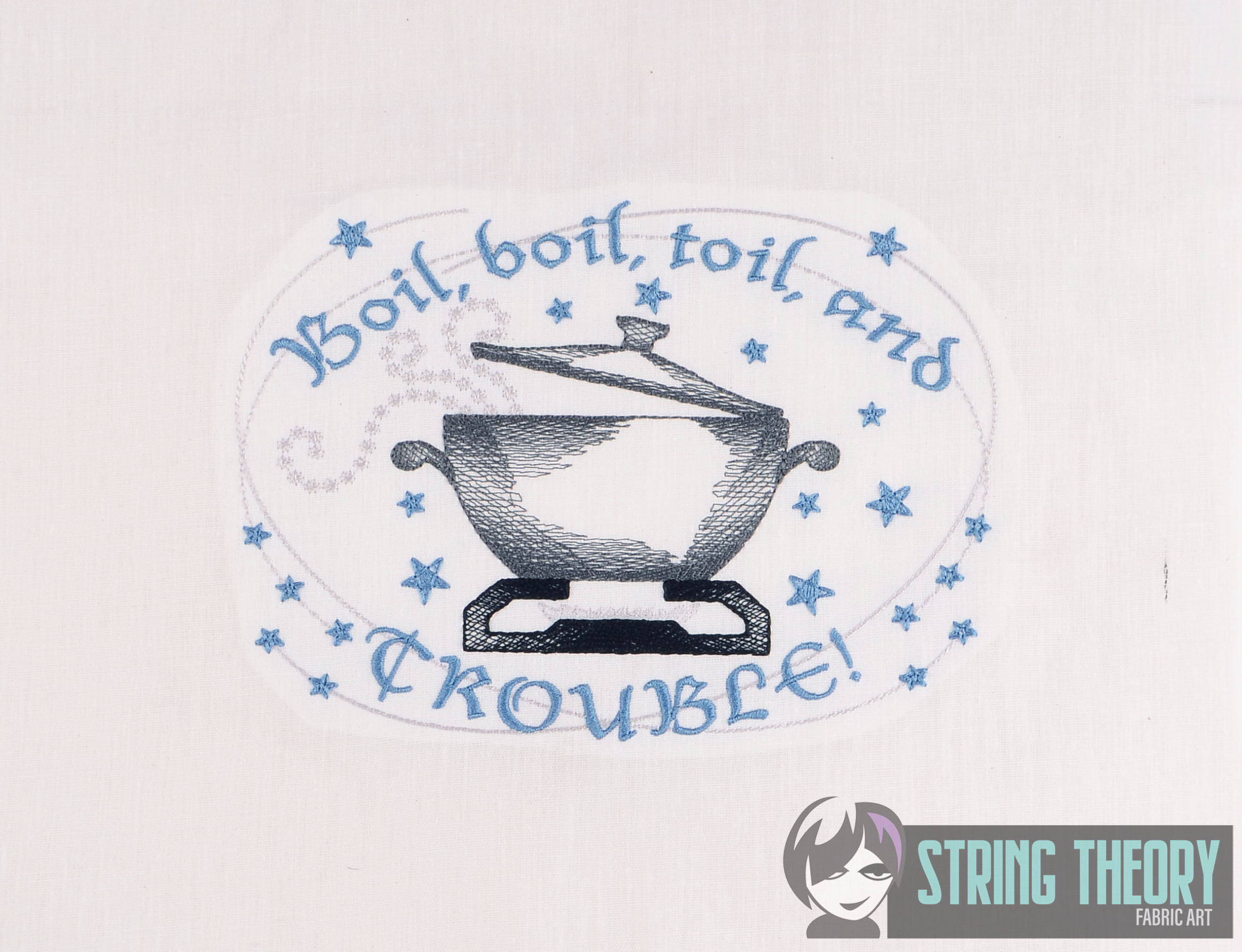 Boil Boil Toil and Trouble Kitchen Witch Machine embroidery design