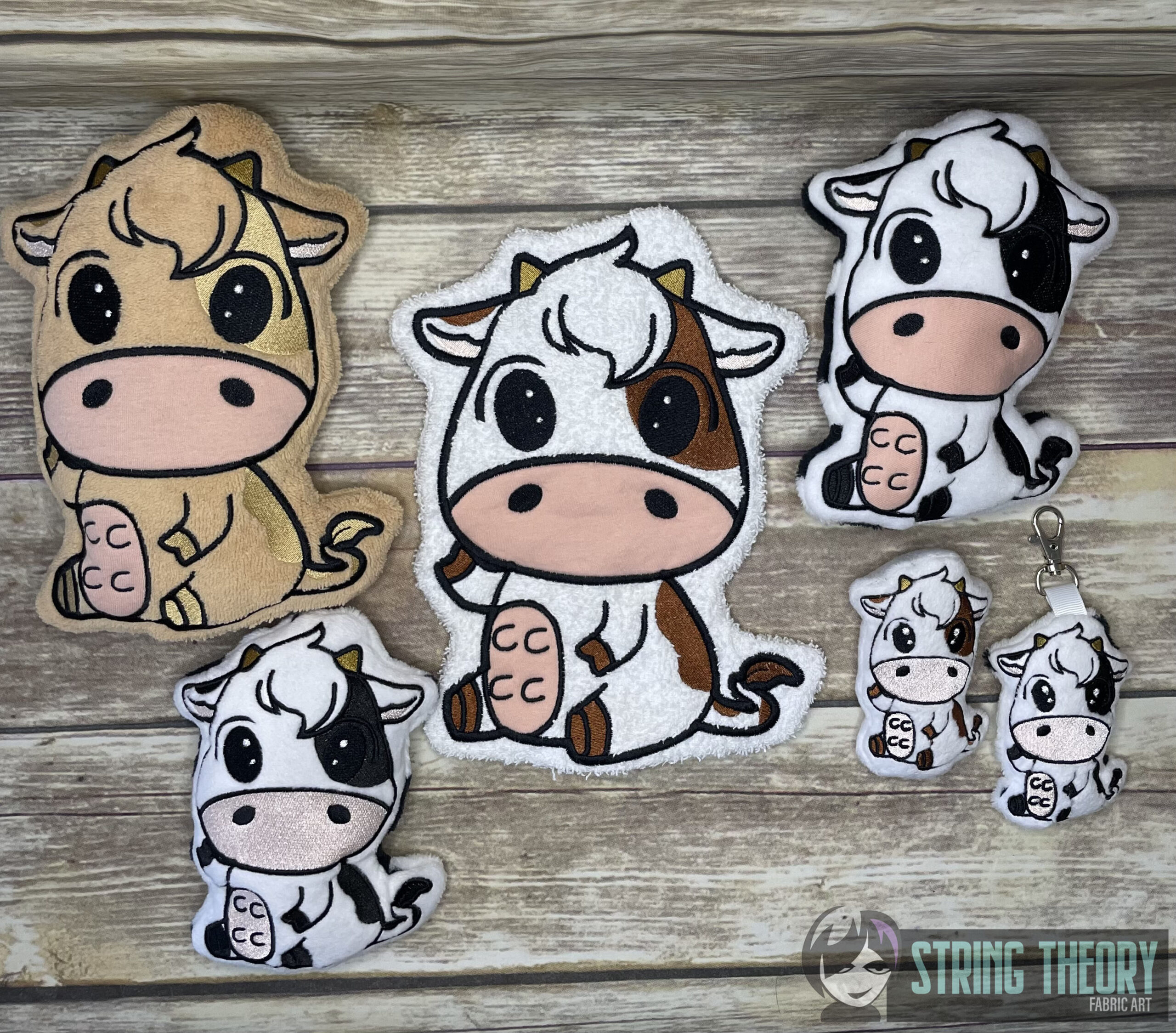 Chibi Sitting Cow Stuffie ITH machine embroidery design